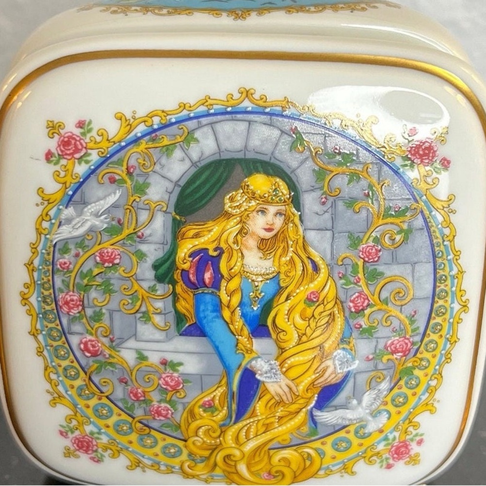 NIB Franciscan Rapunzel Porcelain Music Box Magical Tales Collection Trinket Box